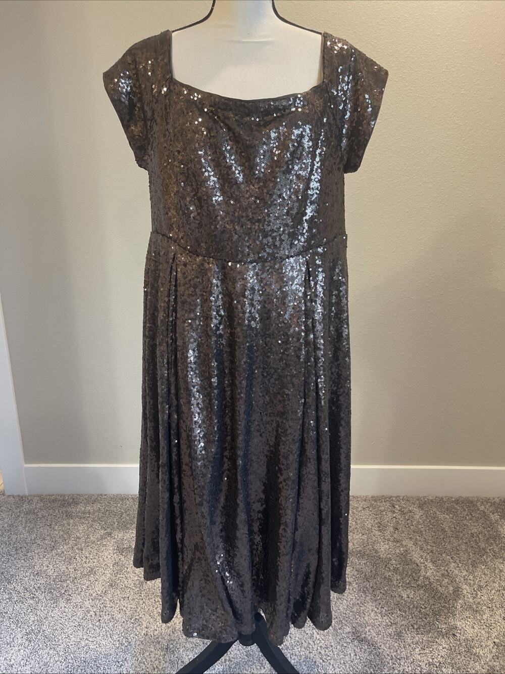 Torrid 20 Chocolate Brown Sequin Off Shoulder Midi Dress Party Cocktail Holiday